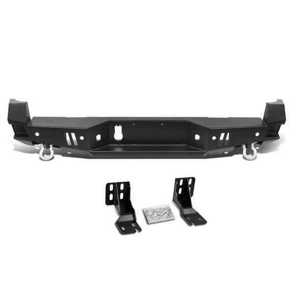 DNA Motoring RSBP-012 For 2016 to 2020 Toyota Tacoma Heavy Duty Steel Rear Step Bumper Face Bar with D-Ring Shackles 17 18 19