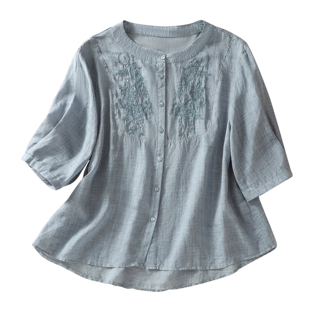 XMMSWDLA T-Shirts à Manches Courtes pour Femmes à Col Rond Été Mode T-Shirt Basique Bleu Hauts de Bureau Décontractés pour Femmes