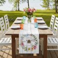 thumbnail image 4 of Table Runners 72 Inches Long Dress Scarves, Spring Daisy Farmhouse Kitchen Table Runner, Coffee Tablerunners, Pink Flowers Wreath Leaves Farmhouse White Wood 18x72 Inch, 4 of 9