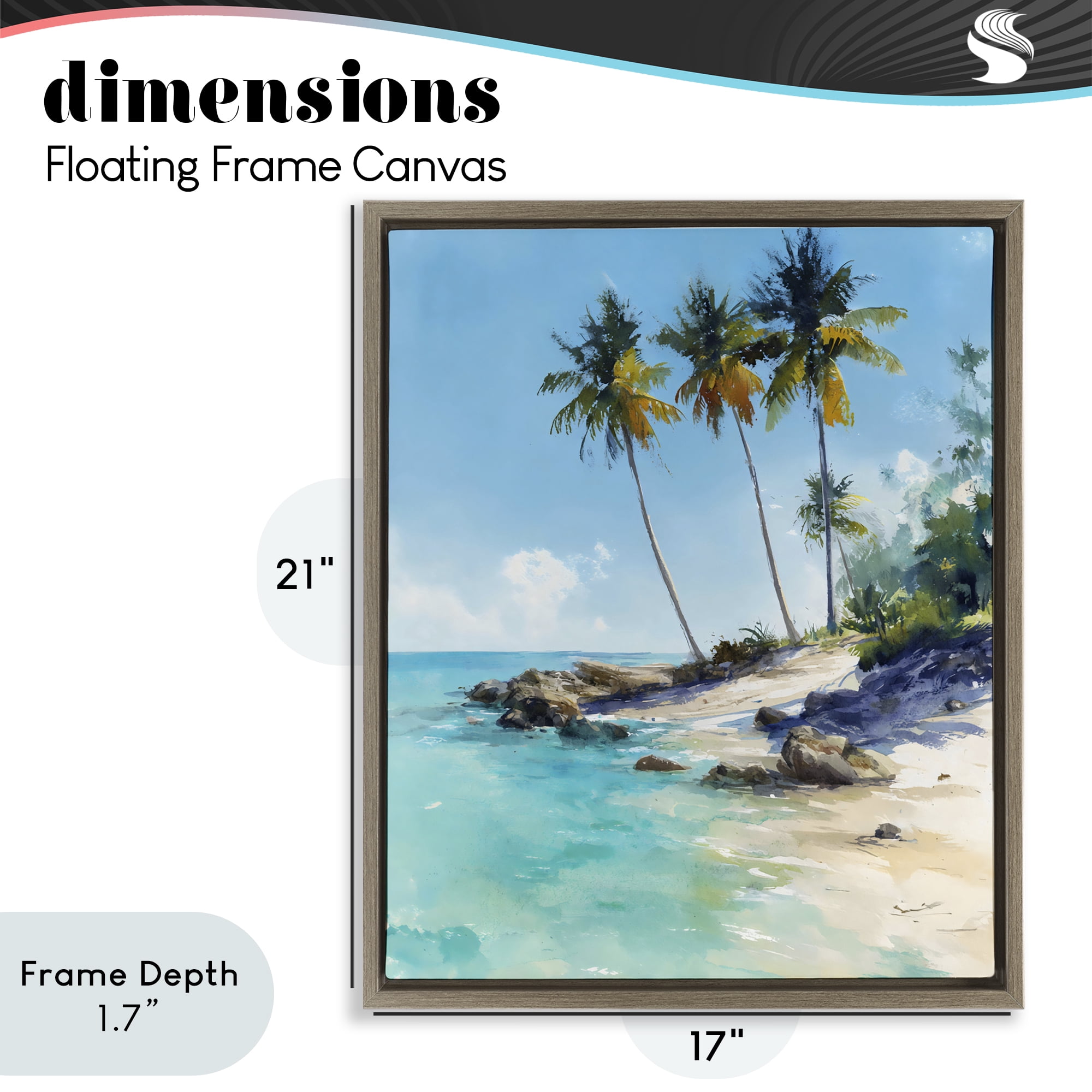 Stupell Industries Rocky Tropical Shore Brown Framed Floater Canvas Wall Art, design by Franklyn Gregory