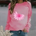 thumbnail image 2 of WREESH Women's Pink Ribbon Sweatshirt Floral Graphic Long Sleeve Breast Cancer Awareness Top Hot Pink, 2 of 5