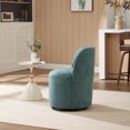 thumbnail image 4 of CQSXDA Upholstered Barrel Chair In Linen, Mid Century Swivel Accent Chair For Kitchen, Dining Room And Living Space, Dark Green, 4 of 11