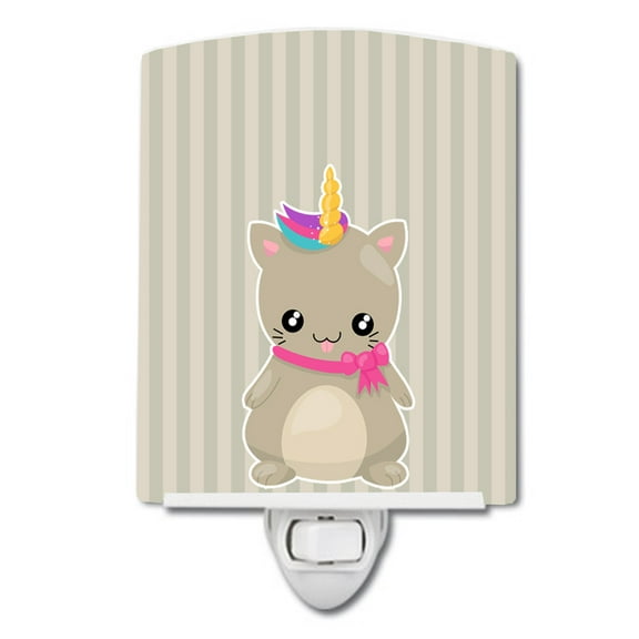 Caroline's Treasures BB9144CNL Mouse Unicorn on Stripes Ceramic Night Light, 6x4x3", multicolor