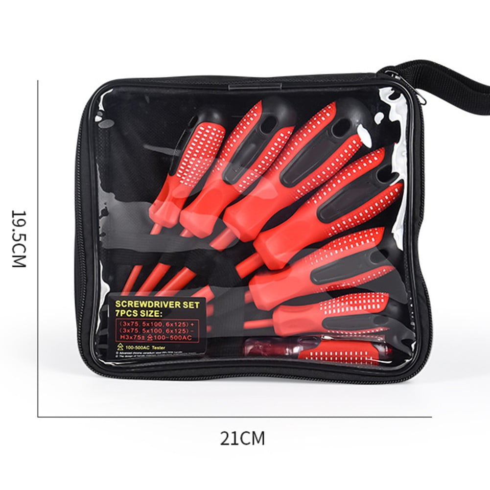 Screwdriver Set With Ergonomic Handles 7 Pieces Rated To 1000 Volts Ac Fangkenuo