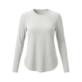 thumbnail image 5 of Bxsruta Womens Tops Long Sleeve Crew Neck Tunic Shirts High Low Hem Casual Tee, 5 of 5