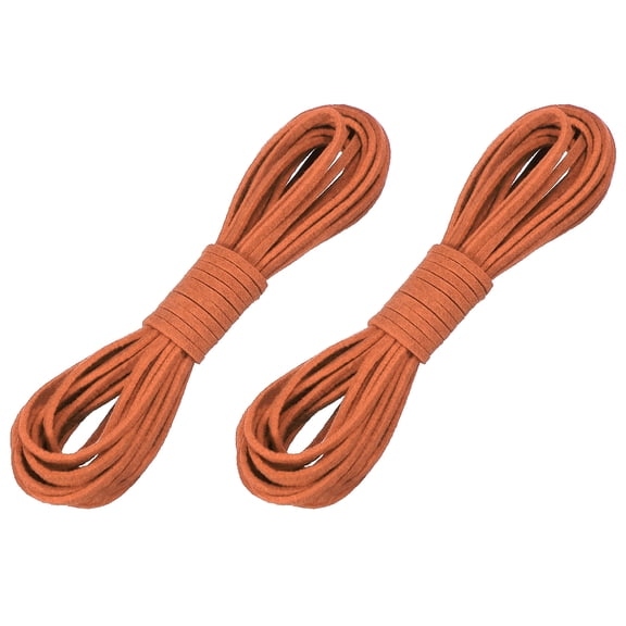 Uxcell 2 Pcs Faux Suede Leather Cord, 2.6mm x 5.5 Yards Flat Thin String Leather Crafting Rope Thread for Jewelry Making Necklace Bracelet DIY Handmade Crafts, Orange