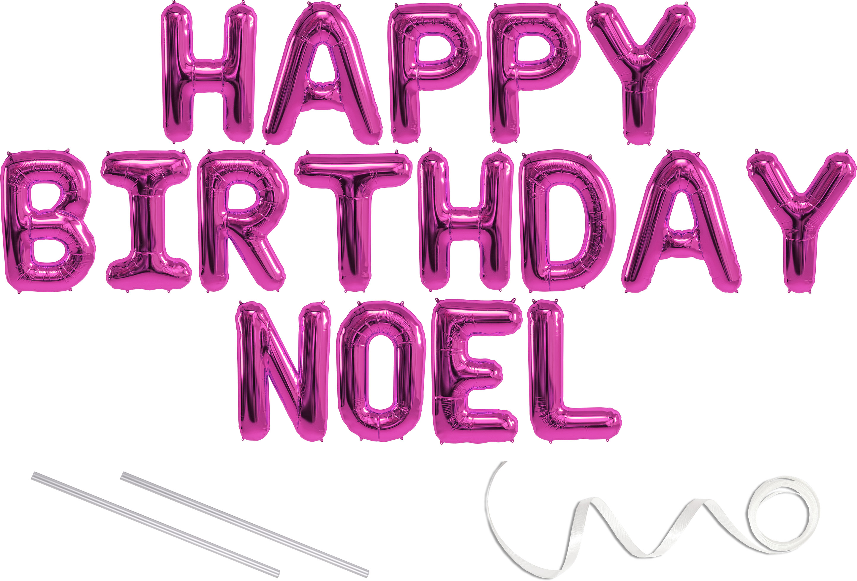 Noel Happy Birthday Mylar Balloon Banner Pink 16 Inch Letters Includes 2 Straws For Inflating String For Hanging Air Fill Only Does Not Float W Helium Great Birthday Decoration Walmart Com Walmart Com