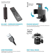 Bower 12 Foldable Ring Light with Adjustable Stand and Remote Control- Black