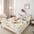 thumbnail image 4 of Feelyou Groovy Daisy Flower Queen Sheet Sets, Spring Butterfly Bed Set, 4-Piece, 4 of 7