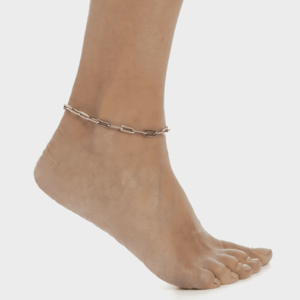 Pompeii Yasmine 6mm Paperclip Anklet Silver Plated 10" Length (,)