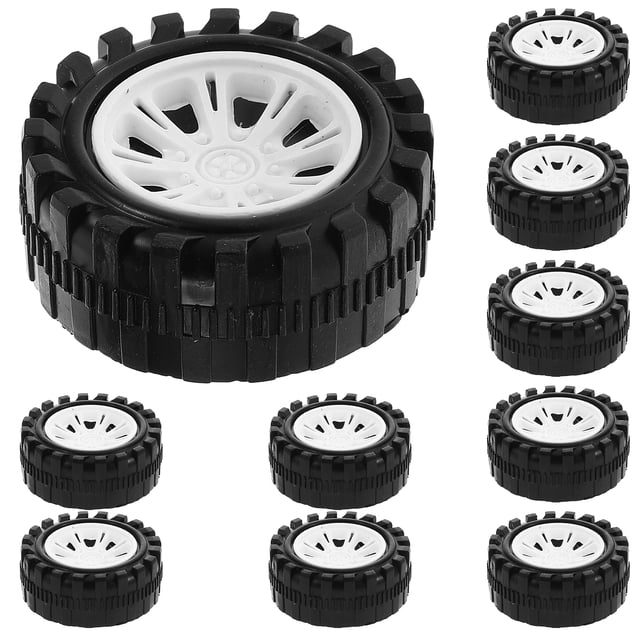Miangastore 10 Pcs Jouets de Voiture Pneus Roues Modèle de Voiture DIY Assembler Roues Petites Roues de Voiture Jouet Camion Roues en Plastique