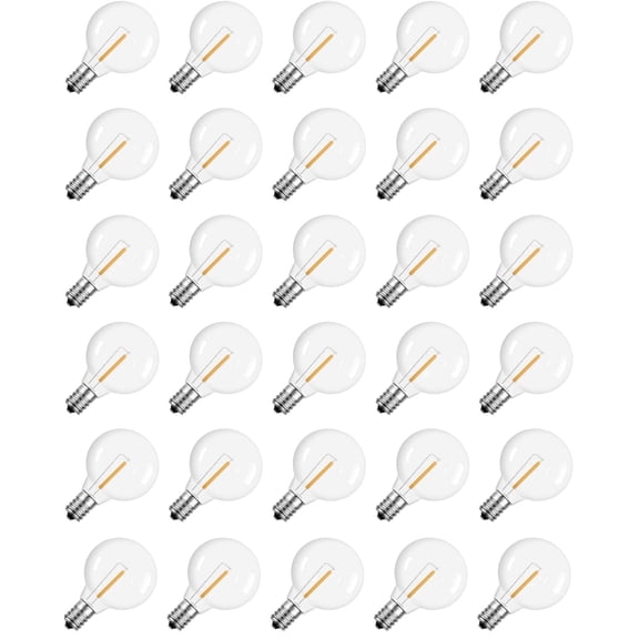 30PCS G40 1W E12 2200K Replacement Light Bulbs, for Indoor Outdoor String Lights, Patio Porch Garden Decor, 1.5 Inch Dimmable Edison Light Bulbs, Warm White