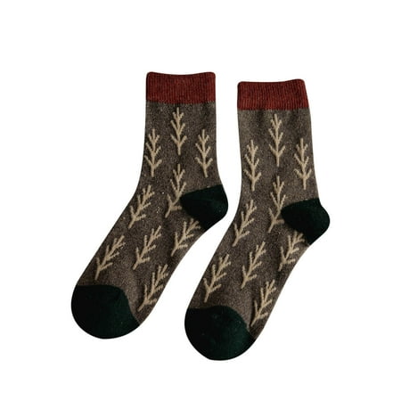 

Cotonie Winter Women Socks Middle Tube Trees Keeping Warm Cute Wool Socks