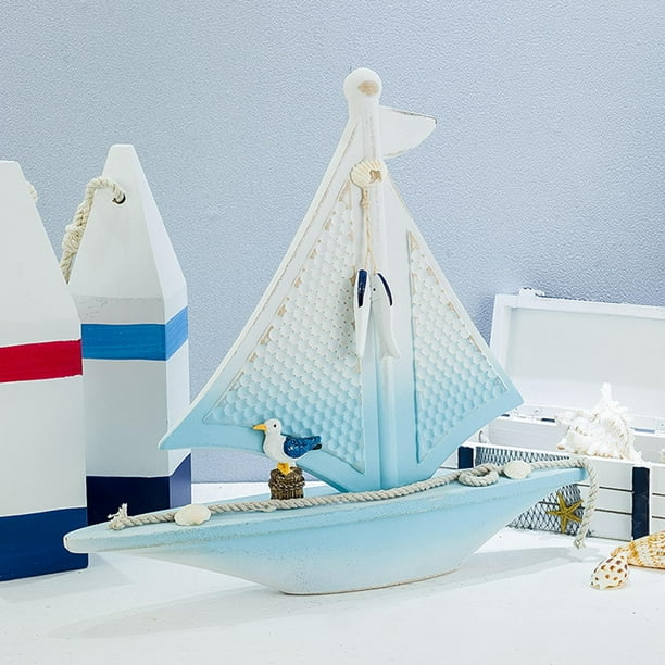 Wooden Sailing Ship Model Decor, Vintage Handmade Wood Sailboat Model  Nautical for Tabletop Ornament, Photo Props, Beach Ocean Theme Party and  Room