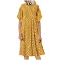 thumbnail image 4 of ZZwxWA Plus Size Casual Dresses for Women Polka Dots Print Short Sleeve Loose Fit with Pockets Knee Length Dress Daily Wear, 4 of 5
