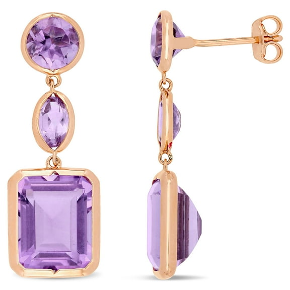 Everly Women's Amethyst Rose Gold Plated Earrings