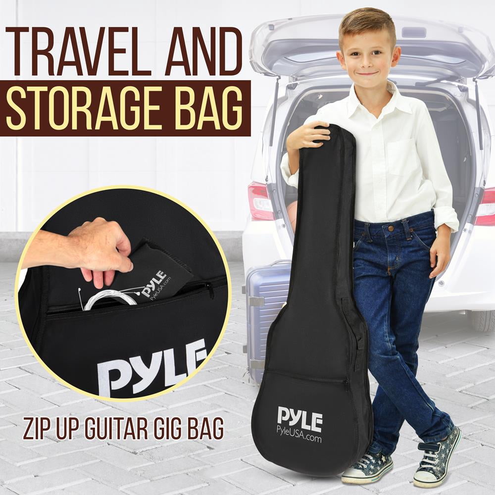 Pyle Acoustic Guitar Kit 1/2 Junior Size Steel String Instrument for Kids & Adults, 34” Black