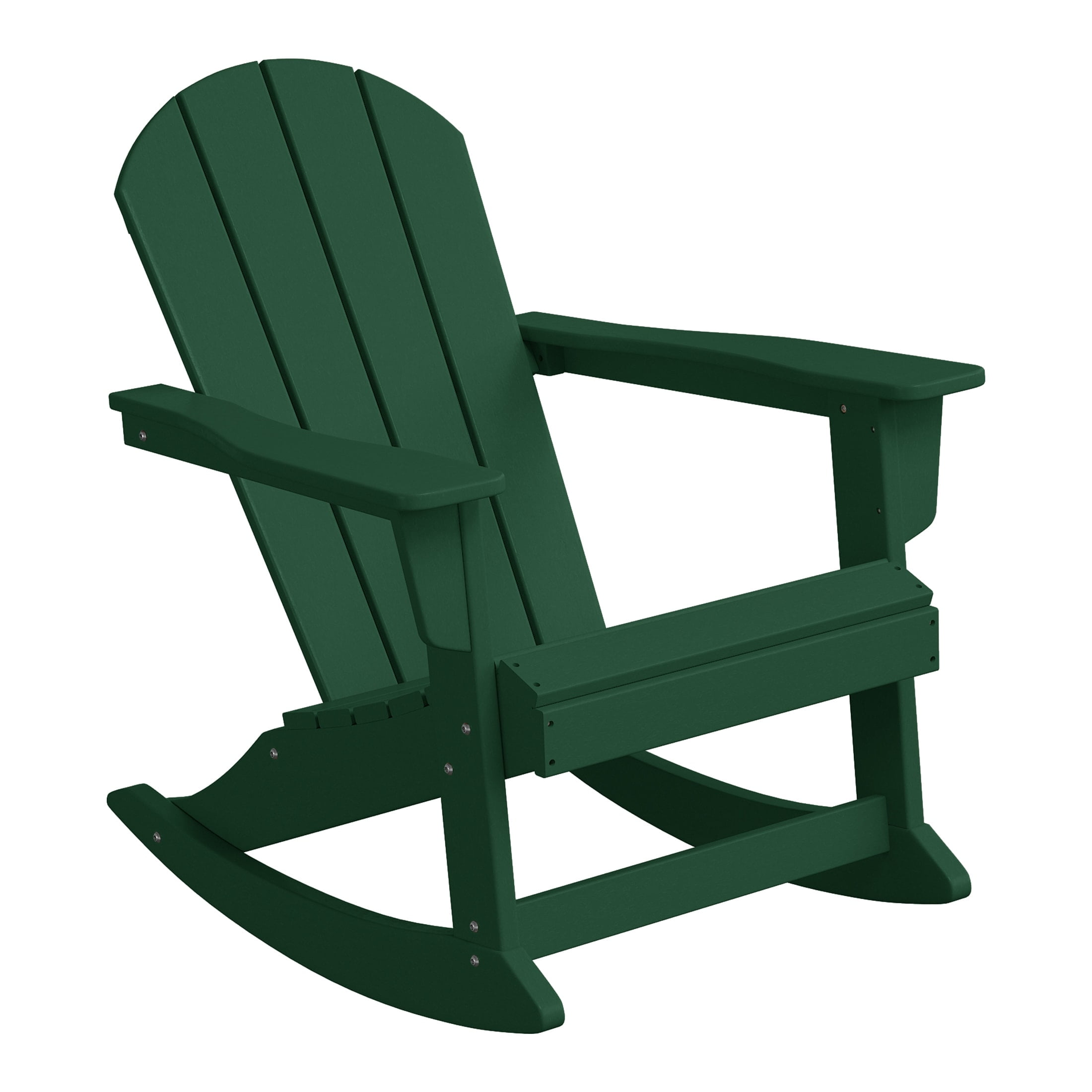 WestinTrends Malibu 3 Piece Outdoor Rocking Chair Set, All Weather Poly Lumber Porch Patio Adirondack Rocking Chair Set of 2 with Side Table, Dark Green