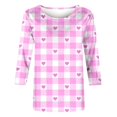 thumbnail image 5 of MSJUHEG Chemise de la Saint-Valentin Chemises de la Saint-Valentin Hauts du Nouvel An pour Femmes Chemises Imprimées Cœur pour Femmes Manches 3/4 Col Rond T-Shirts Graphiques Hauts de Vacances Rouge Pastèque TTG, 5 of 5
