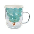 thumbnail image 1 of Tazas navideñas de cristal con tapa, tazas de vidrio borosilicato de doble pared con asa for chocolate caliente y café, 300 ml, 1 of 8