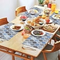 thumbnail image 2 of Blue Geometric Quatrefoil Pattern Summer Placemats Table Placemats Set Of 4-Linen Kitchen Washable Placemats Table Mats 11.8"x17.7" Non-Slip Heat Resistant, 2 of 6