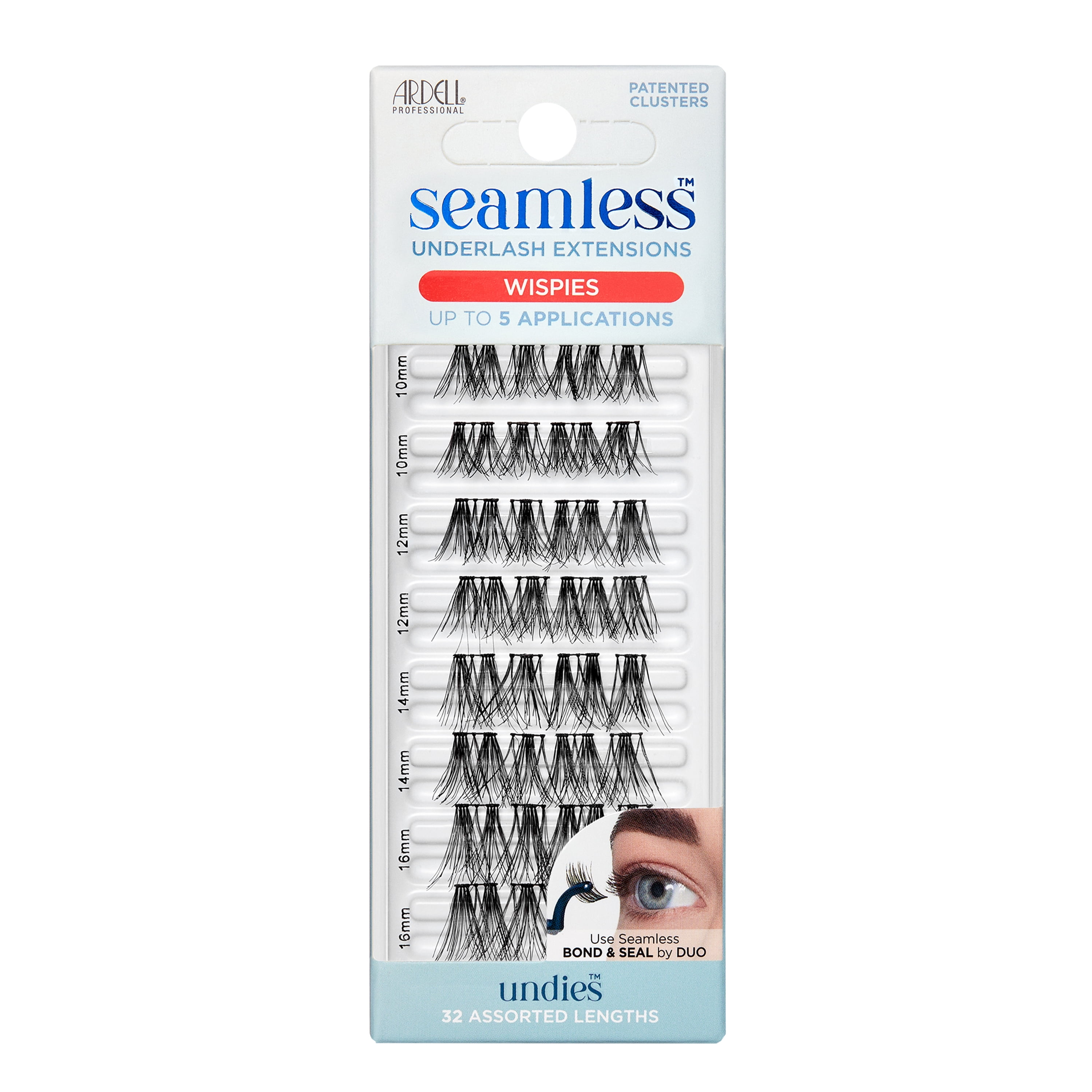 (4 pack) Ardell False Eyelashes Seamless Refill, Wispies, Black