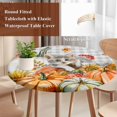 thumbnail image 4 of Orange Pumpkins Thanksgiving Round Tablecloth, Fitted Table Cover with Elastic for 45"-54" Round Tables, Fall Cat Gray Plaid Farmhouse Table Cloth Outdoor Indoor Dinning Party Waterproof Tablecloths, 4 of 7