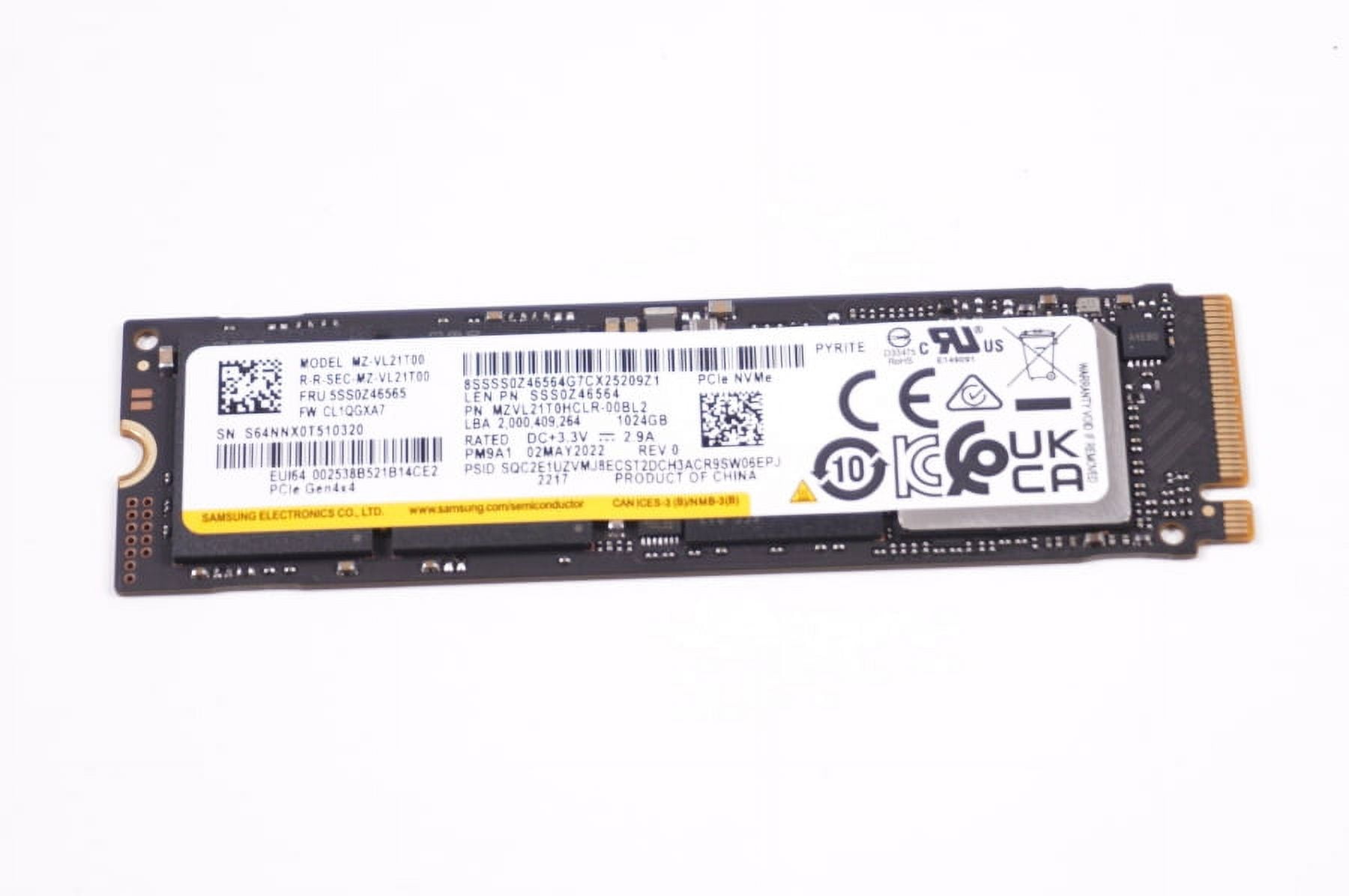 【中古】Samsung MZVLQ1T0HBLB-00B07 1TB SSD Samsung MZVL41T0HBLB-00B07 PM9B1 1 TB M.2 PCIe 4.0 x4 (NVMe