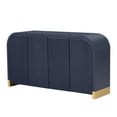 thumbnail image 5 of U_STYLE 4-Door Curved Corner Cabinet with Wavy Door Panel and Adjustable Shelves, Suitable for Study, Living Room, and Entrance (MDF) - Dimensions: 61.4" x 18.5" x 14.3",Navy Blue, 5 of 9