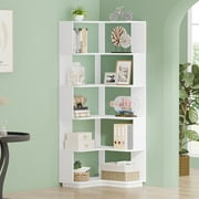 Tribesigns 6-Tier Corner Bookshelf, 64.9 Inch Tall Industrial Bookcase with Anti-drop Panel