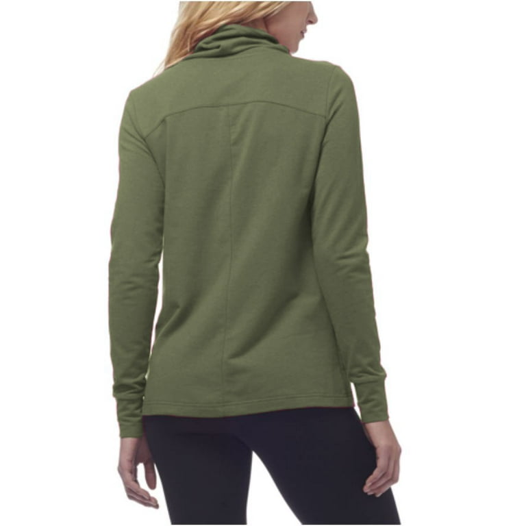 Danskin Women s French Terry Asymmetrical Yoga Wrap Jacket Sage Heather Medium Walmart