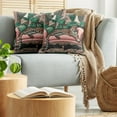 thumbnail image 5 of Ambesonne Leopard Throw Pillow Cover 2 Pack, Monsteras Wild Cat Lounge, 18", Pink and Jade Green, 5 of 7