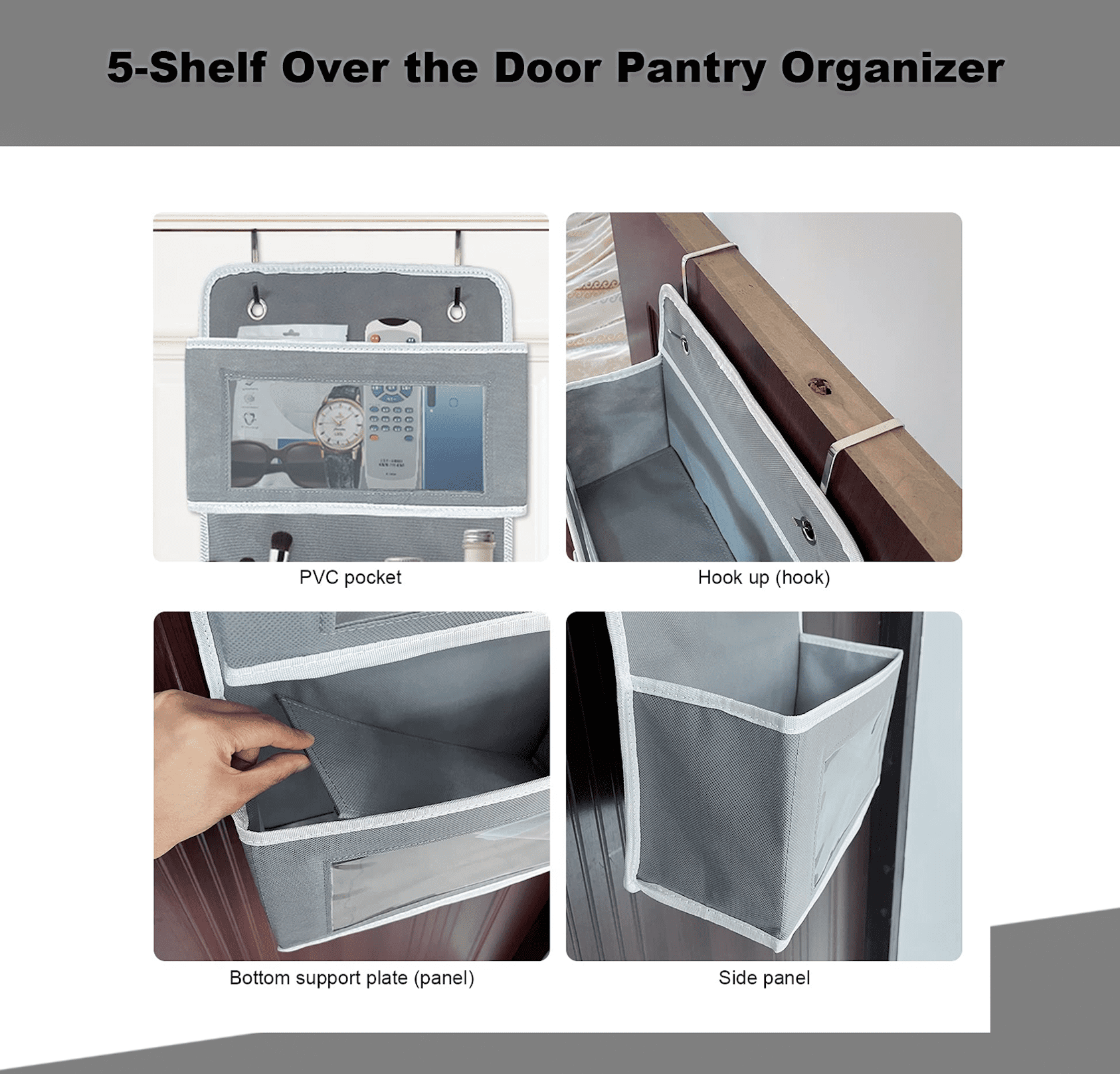 5-Shelf Over The Door Storage Organizer,Door Organizer Hanging，Over The  Door Pantry Organizer，Back Of Door Storage Organizer，25lb Ultra Sturdy &  Large