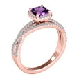 thumbnail image 3 of Mauli Jewels Rings for Women 0.90 Carat Diamond and Cushion Shaped Amethyst Ring 4-prong 10K Rose Gold, 3 of 7