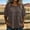 Brown, variant on Women's Round Neck Babydoll Short Sleeve Blouse Midnight Tone Solid Crinkled Linen Curved Hem Casual Tee Black L