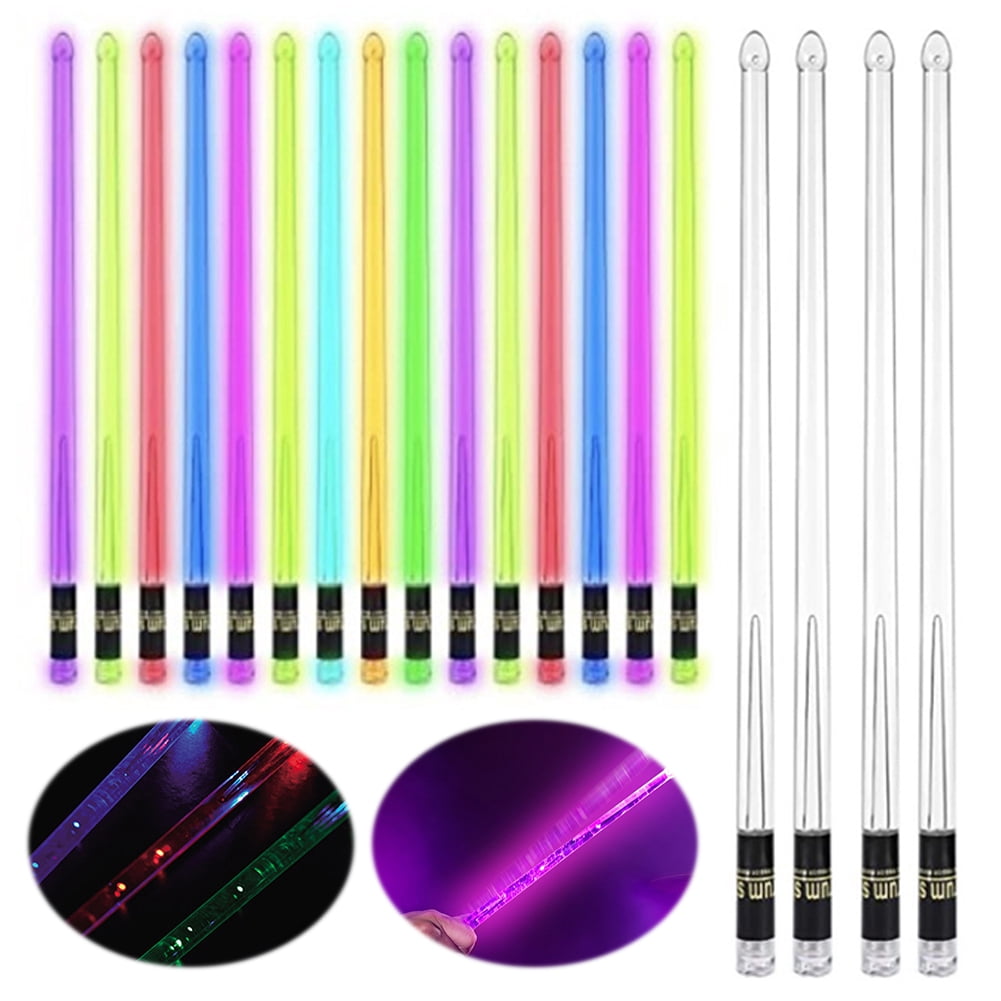 Yucurem Led Light Up Drumsticks 15 Color Changing Jazz Drum Sticks For Adults Drummers Percussion Instruments Essential (A)