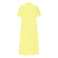 thumbnail image 5 of Uaswgudfs Women's Short Sleeve Button-Front Midi Dress - Pleated Waist with Pockets, Flowy Summer Casual Maxi Dress Yellow 4XL, 5 of 6