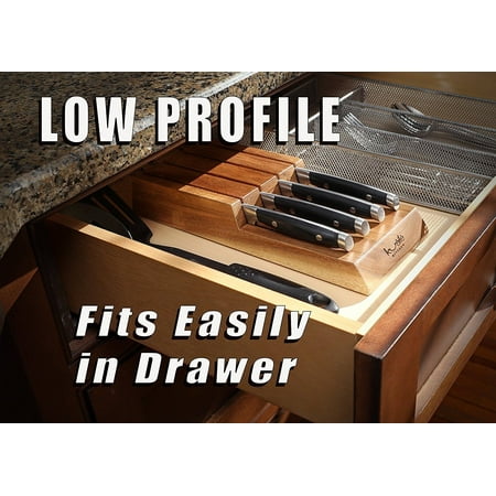 Knife Drawer Steak Knife Set Acacia Block In Drawer Storage Steel Knives Included by Kuaile ~ 5 piece set ()