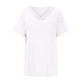 thumbnail image 4 of Women Eyelet Tshirts Vneck Patchwork Blouses Short Sleeve Basic Tees Tops Trendy Summer Outfits, 4 of 6