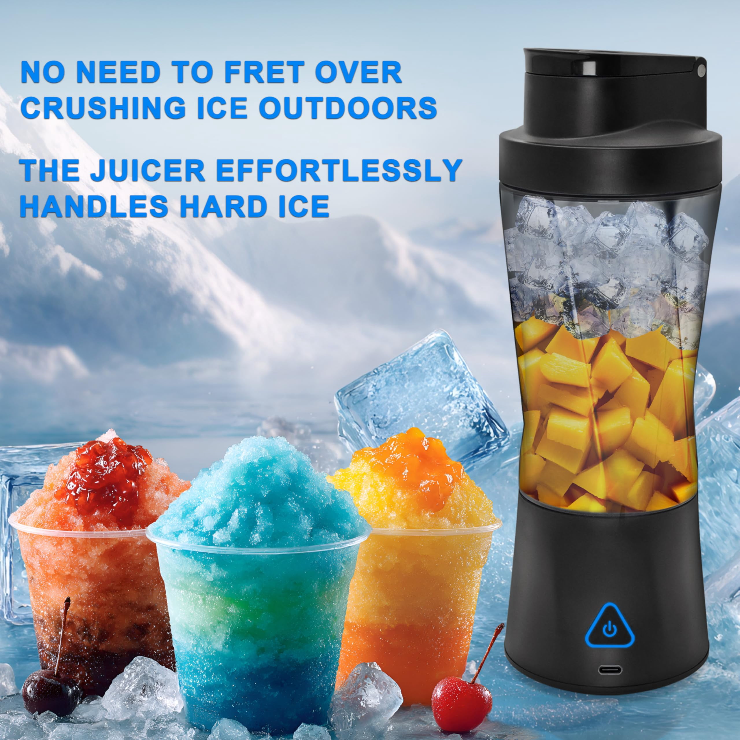 Elitzia Portable Blender for Smoothies 700ML and 6000mAh Rechargeable 6 Stainless Steel Blades 22000 RPM Personal Blender for Gym Office Kitchen XIP7 Waterproof Detachable Cup ETPB258