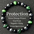thumbnail image 1 of Pulsera de cristal con piedra de bilis negra y ojo de tigre, pulsera relajante y contra la ansiedad, pulsera elástica, 1 of 7