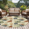 thumbnail image 5 of Round Rug 5Ft, Nautical Starfish Shell Conch Summer Beach Soft Non-Slip Washable Felt Carpet Pad, Vintage Stamp Word Area Rugs for Living Room Bedroom Kids Room, 5 of 9