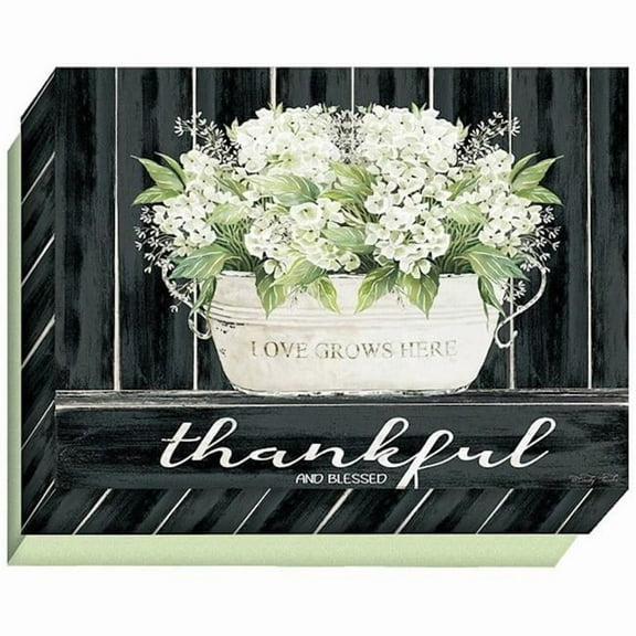 Crown Point Graphics 359832 Blank Full Color-White Hydrangeas & Thankful & Blessed Note Card - Box of 15
