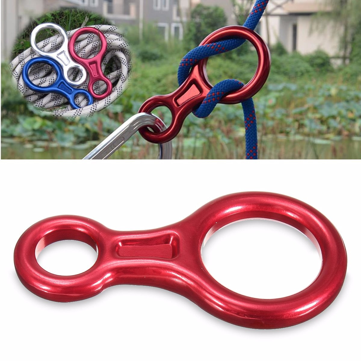 (UK WAREHOUSE) Aluminum 35KN 8 Rappel Rock Climbing Gear Rescue Belay