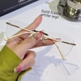 thumbnail image 1 of Gafas de miopía ligeras sin marco, estilo retro de puro deseo, belleza sencilla, aspecto de rostro femenino, gafas de lectura pequeñas anti-luz azul HD, 1 of 2
