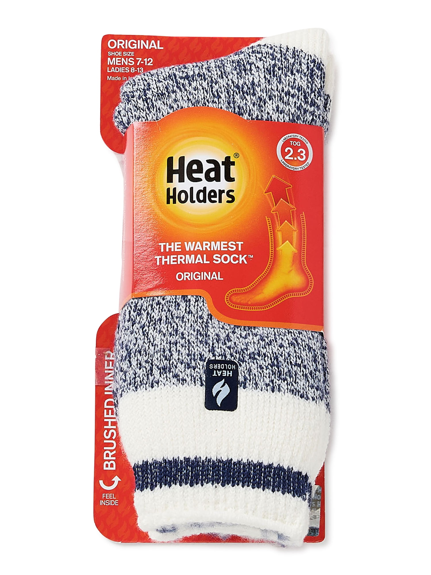Heat Holders® Men's Original Cream Block Twist Crew Socks 