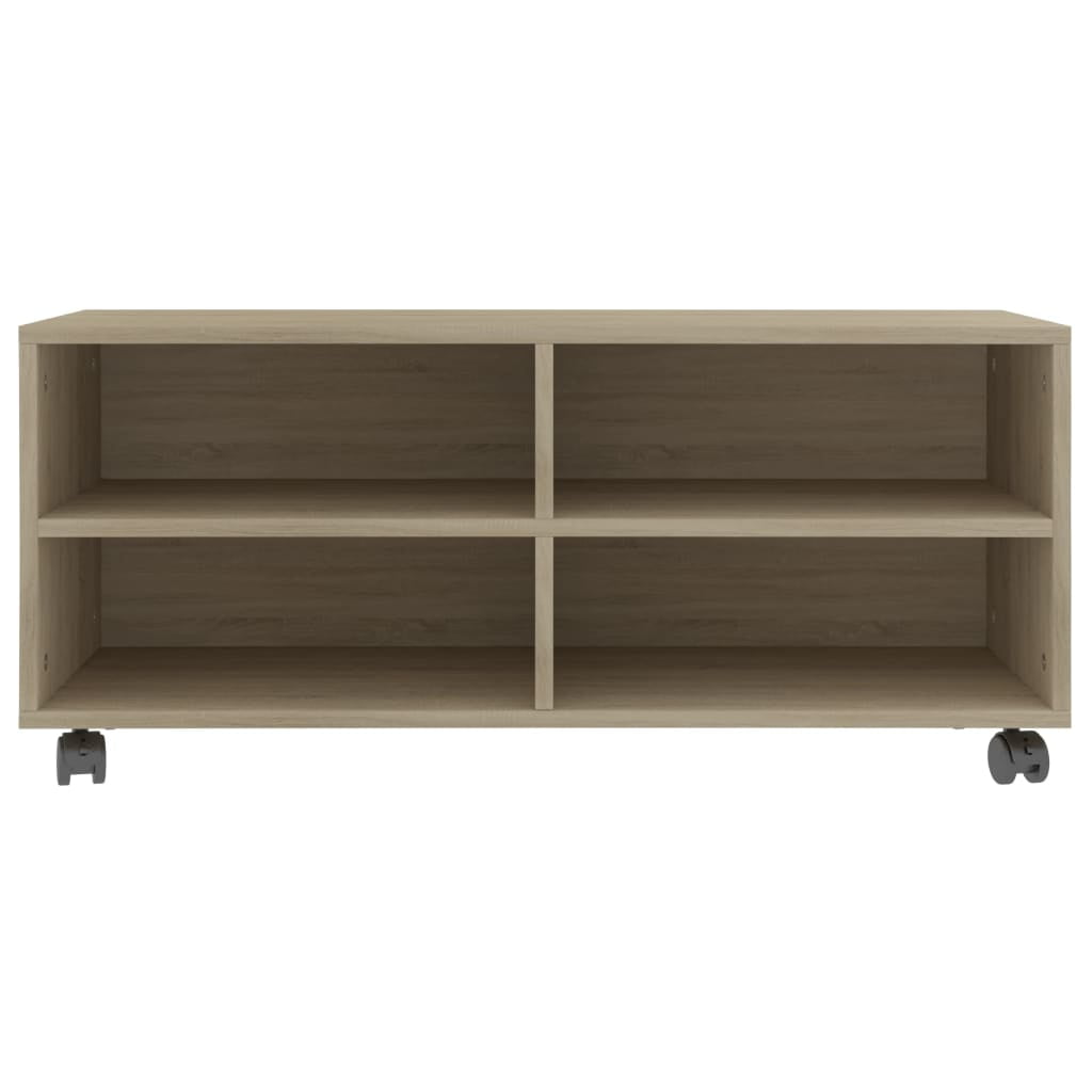 Kepooman 35" Modern Rolling TV Stand Cabinet with Castorsfor Living Room, Wood Color