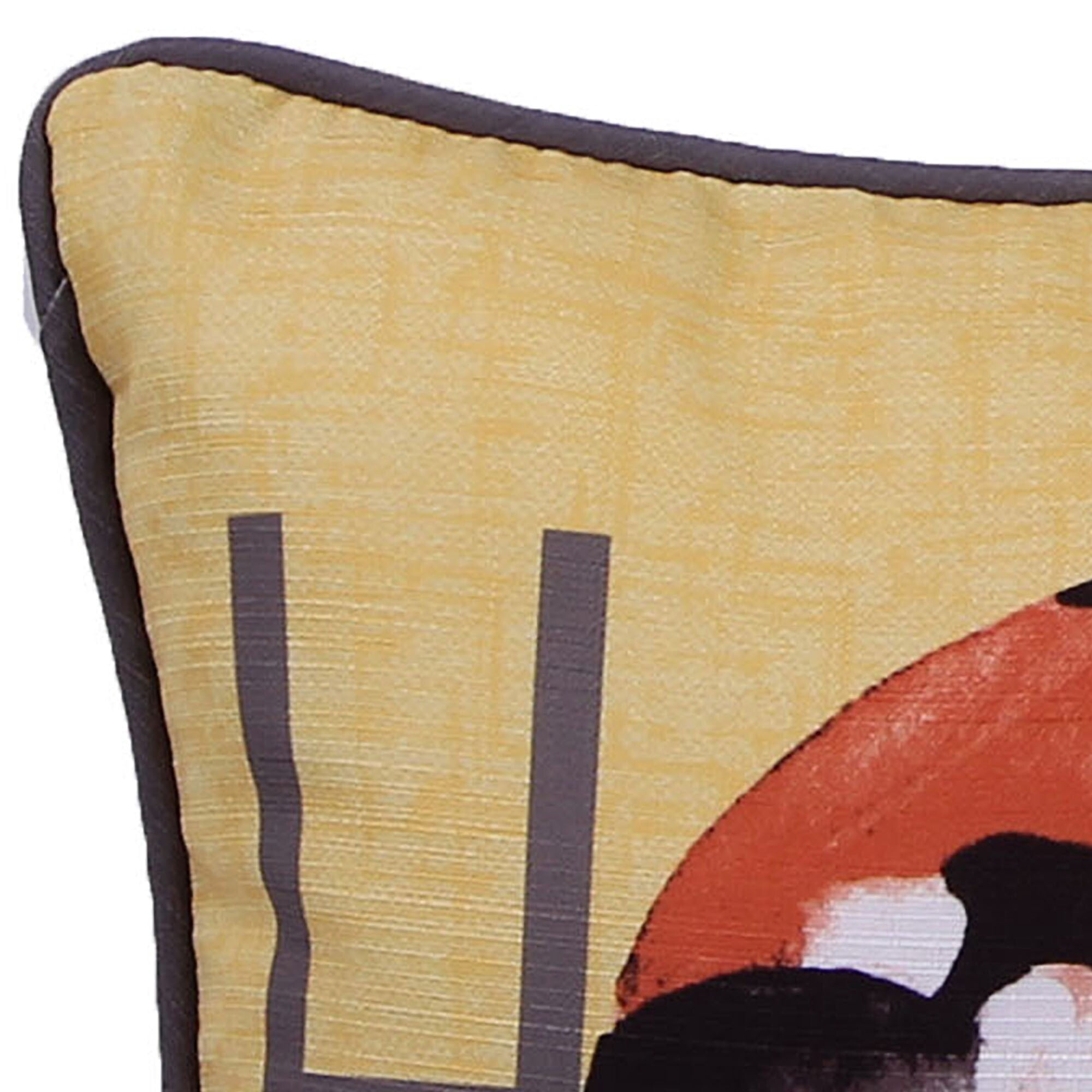 Jordan Manufacturing 18" x 13" Mustard and Dark Gray Ladybug Home Novelty Rectangular Reversible Lumbar Throw Pillow with Welt