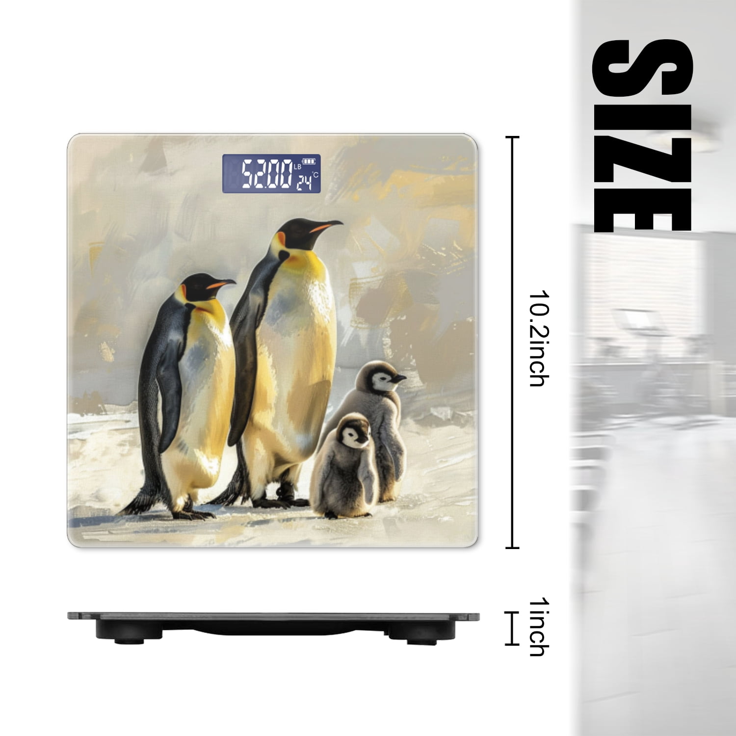 Bathroom Scale, Highly Accurate Digital Body Scale,Precisely Measures Weight up to 400 lbs-Oil Painting Of Emperor Penguins With Chicks