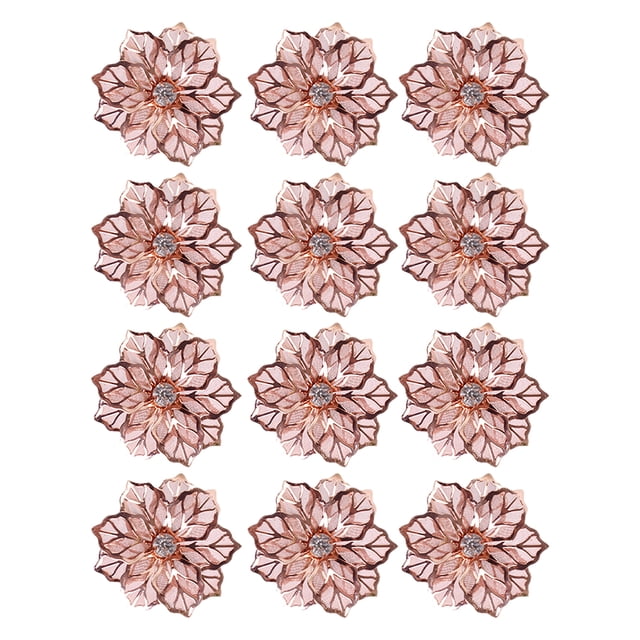 Moyic 12 unids/set exquisitos anillos de servilleta de aleación artesanal para decoración de boda anillos de servilleta de Metal Decoración del hogar Oro rosa